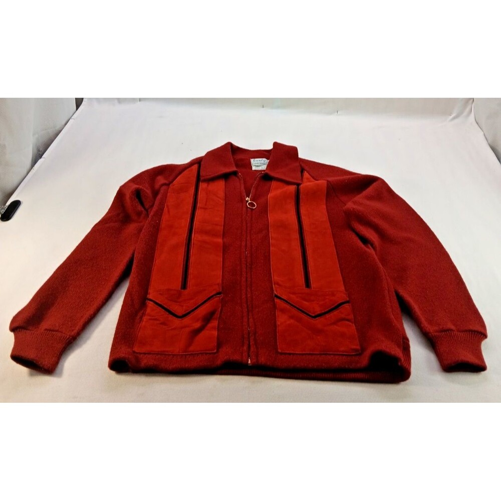 Vintage Sarby Cardigan Knit Sweater Men's Size Large Red